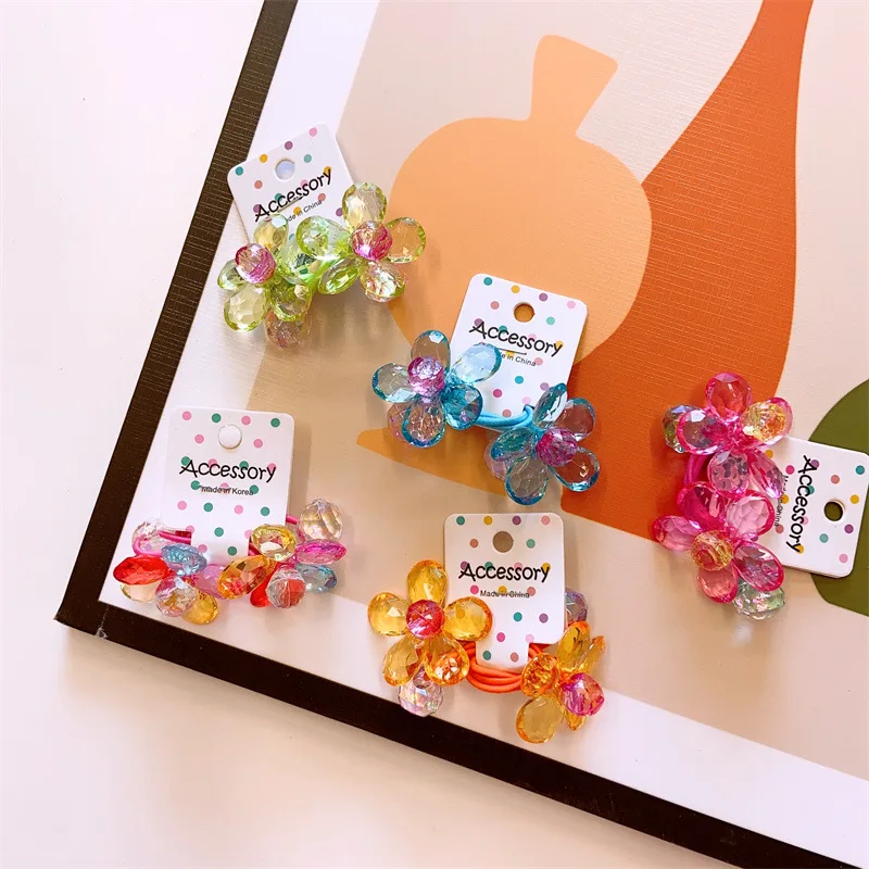 2 Pcs/Set Cute Hair Ties For Kids Girls Head Rope Flower Hair Rubber Bands Ponytail Elastic Hair Band Baby Hair Accessories
