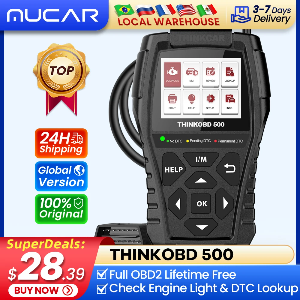 THINKCAR THINKOBD 500 Code Reader Obd2 Scanner for Auto Car Diagnostic Tools Obd 2 Functions Diagnosis Lifetime Free Update