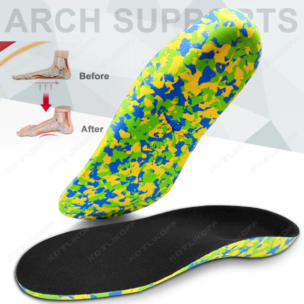 KOTLIKOFF Best EVA Orthopedic Insoles For Kid Adult Shoe Pad Orthotic Flatfoot 3.5cm Hard Arch Support Heel Fixed Sports Cushion