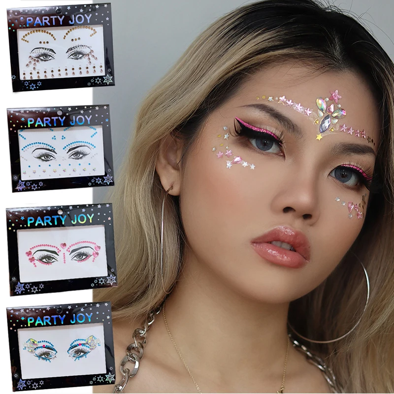 Wholesale 3D Party Face Body Jewels Diamond Crystal Face Stickers Rhinestones Face Tattoo Stickers Face Jewels Glitter Sticker