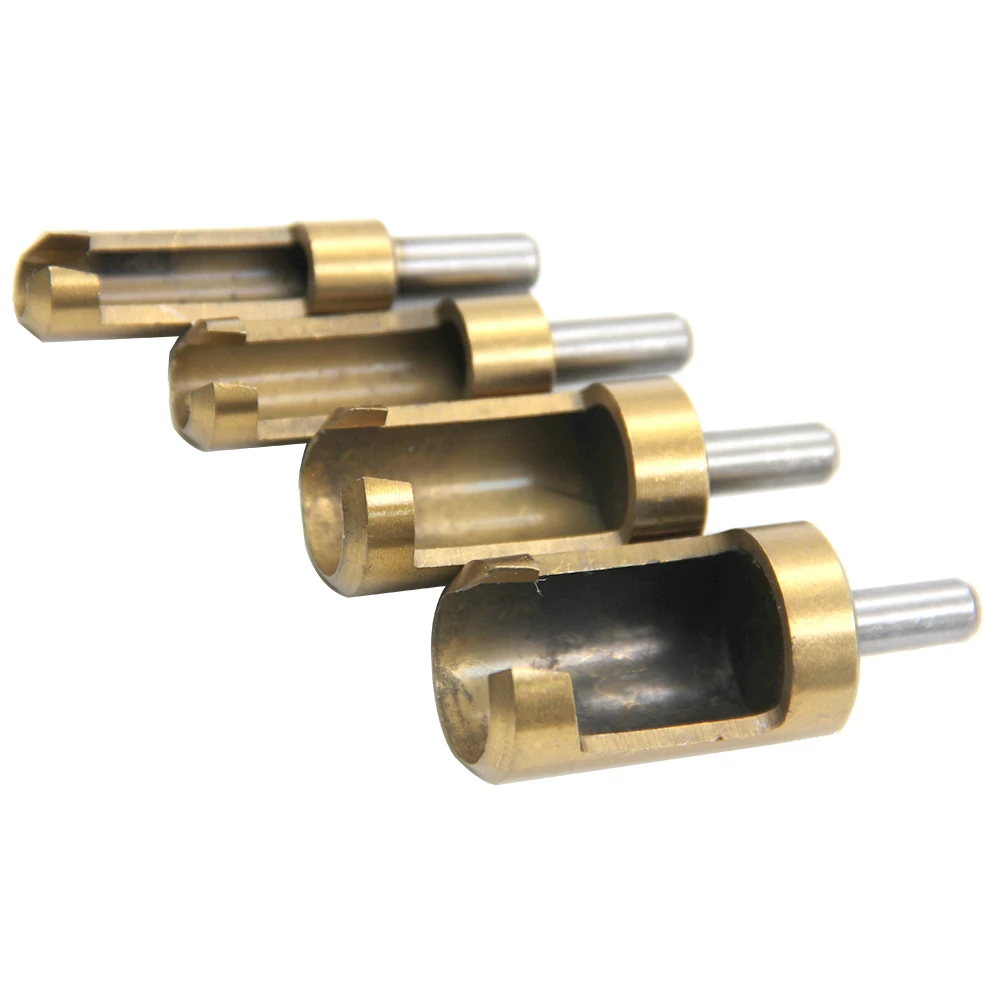 4pc new cylinder type titanium plated wood plug drill gold round wood plug 6-16mm woodworking hole opener bit 2025 tool set