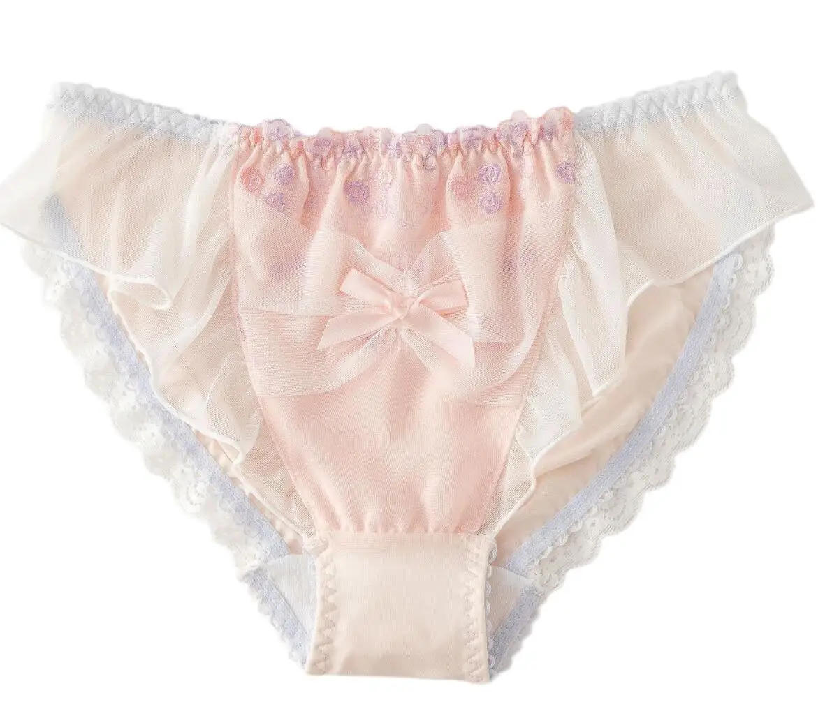 2023 New 100% Real Photos M L XL Lovely Cute Lolita Kawaii Embroidery Lace Mesh Panties Unerwear Brief Thong Knickers WP889