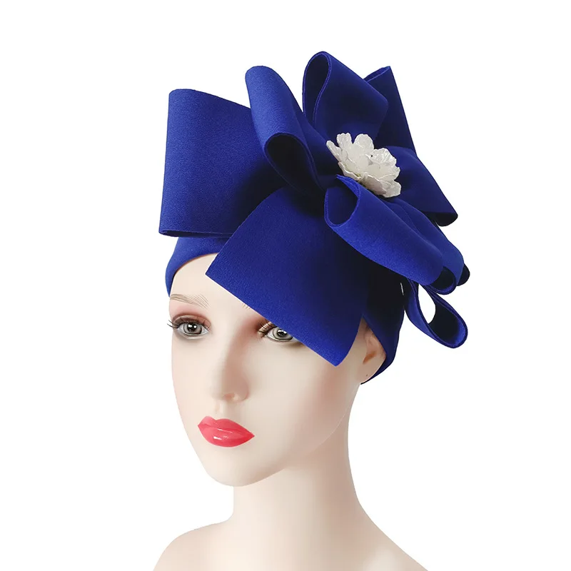 Women's Head Wrap Bonnet Nigeria Auto gele Headtie new Muslim Hijab Hat Turbante Exaggerated Flower 2025 African Turban Cap for Ladies