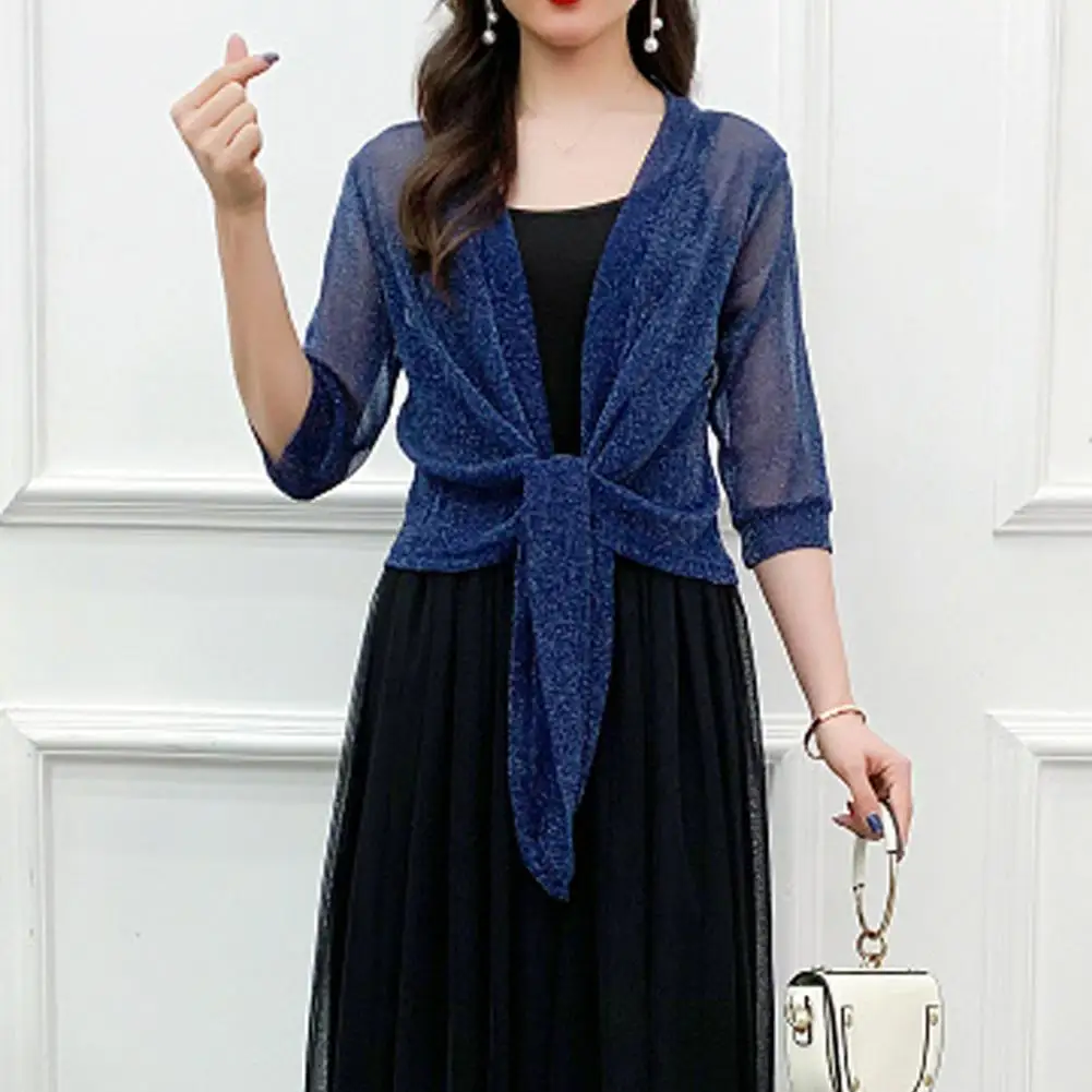 Women Summer Blouse Half Sleeves Cardigan Pure Color Women Summer Coat Comfortable Women Summer Cardigan Female Clothes