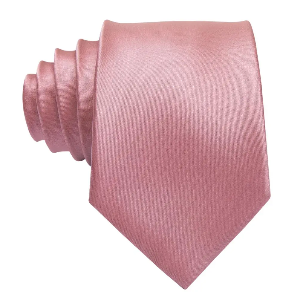 new Dusty Pink Solid-corbatas elegantes para 2025 hombre, gemelos de seda, para boda, fiesta, negocios, marca de moda, Hi-Tie, novedad de 2023