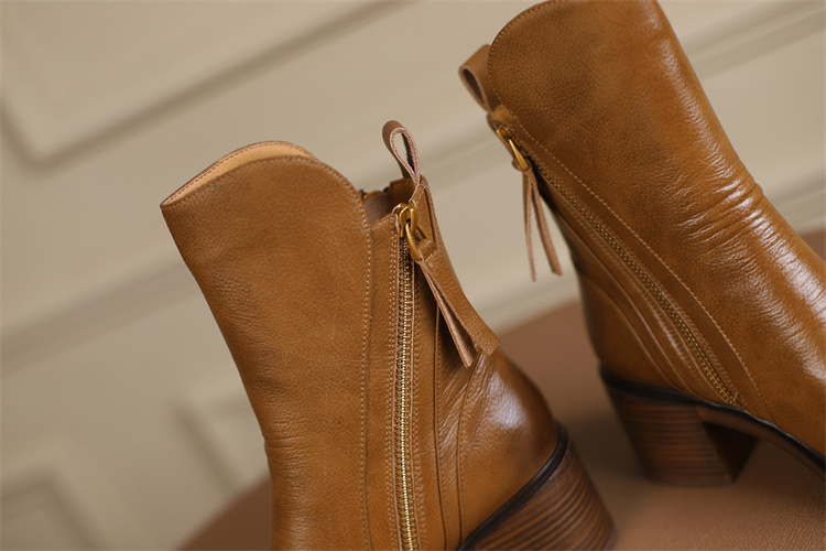 Winter 2026 Shoes Autumn Leather Short for Women Round Toe Chunky Zipper Ankle Boots Female Platform Heel Platm dh1102627460