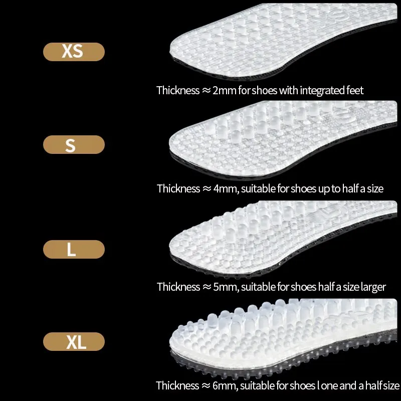 4Pairs Soft Silicone 2025 Insoles Heel Stickers Antislip Wearresistant Foot Heel Posts Half Yard Pad new Fit Massage Pain Relief
