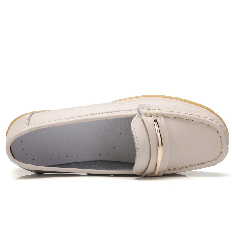 2023 New Genuine Leather Shoes Woman new Slip On 2025 Women Flats Moccasins Women's Loafers Spring Autumn Mother Shoe Big Size 35-44