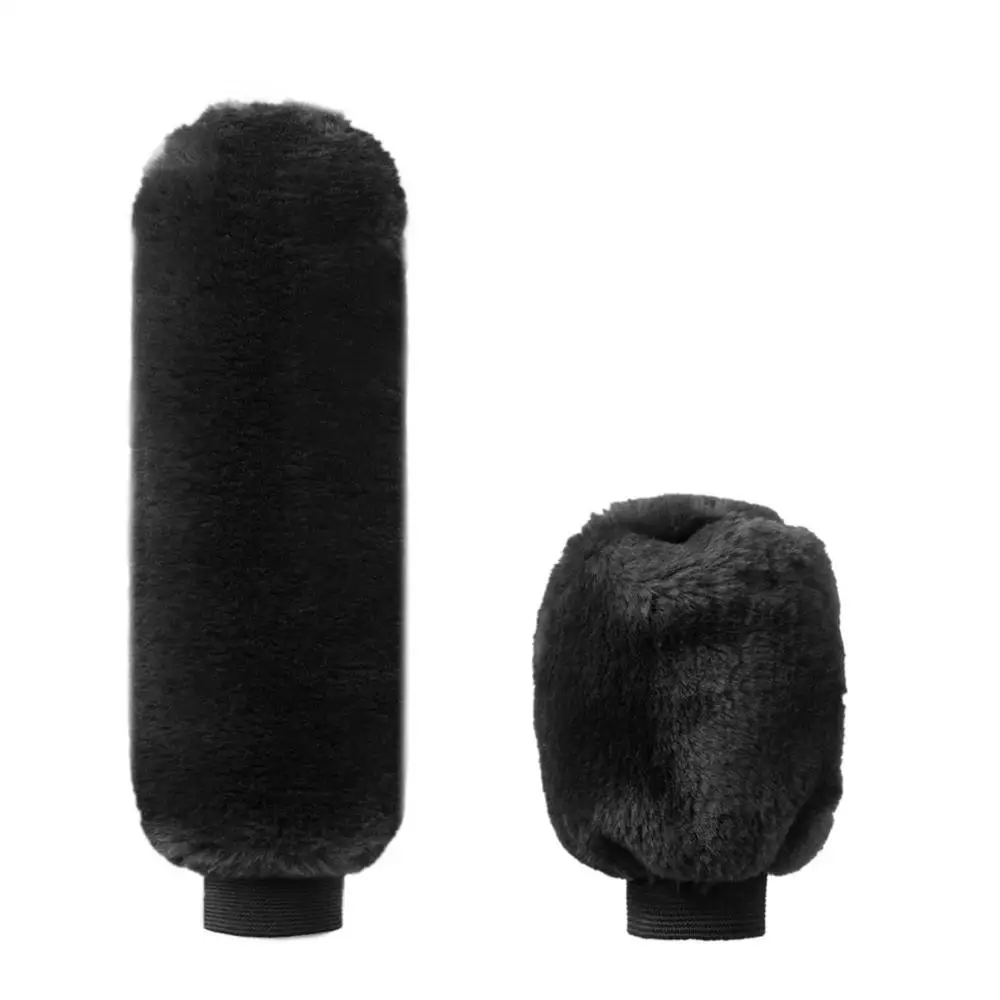 2Pcs Car Handbrake Grip Covers Gear Shift Knob Cover Handle Plush Sleeve Soft Warm Hand Brake Car Accessories for Girls