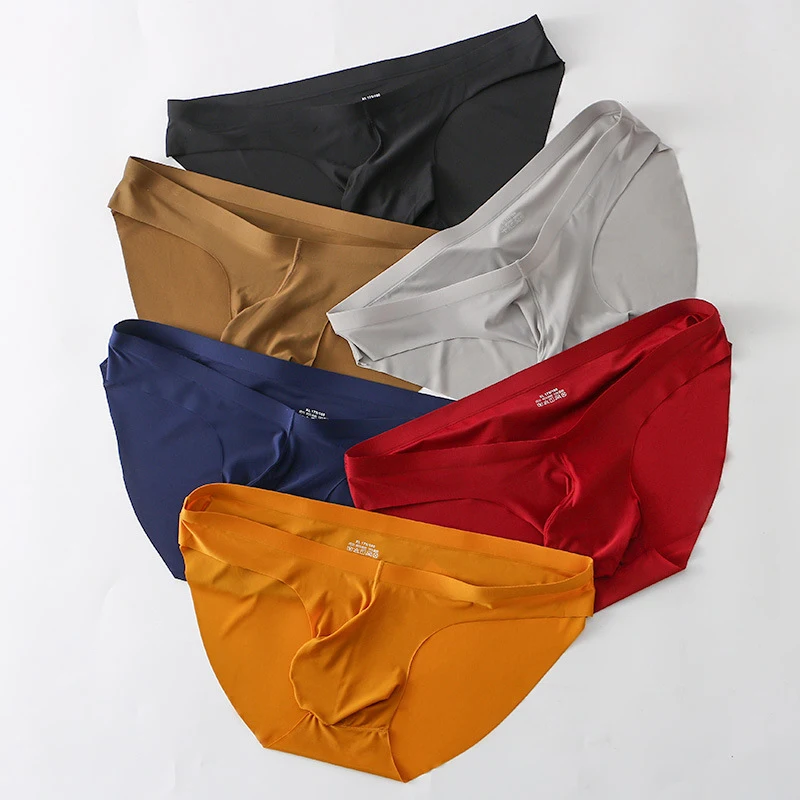 Hot Men Sexy Smooth Lingerie U Convex Pouch Penis Sheath Underwear Ice Silk Elephant Nose Low Waist Comfortable Brief Panties