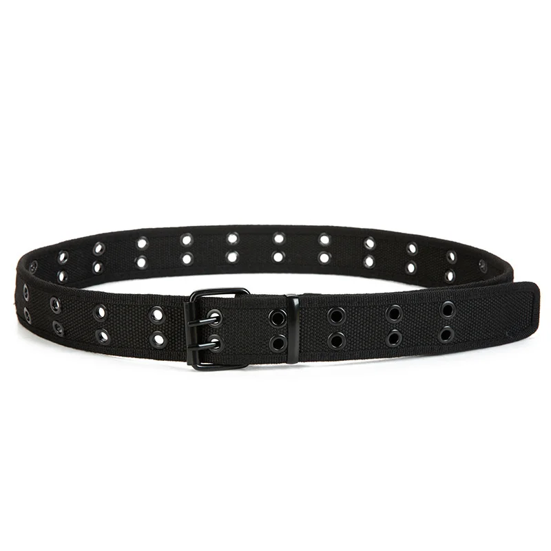 New 2025 Design Haruku Wide Waistband Canvas Web Double Grommet new Hole Buckle Belt Female Male Waist Strap Belts For Women Men