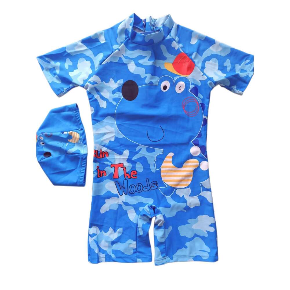 Ddmytiger Astronaut Professional Children S Boys One Piece Cartoon Swimsuit Short Sleeved Beach Sun Protection Hot Spring H