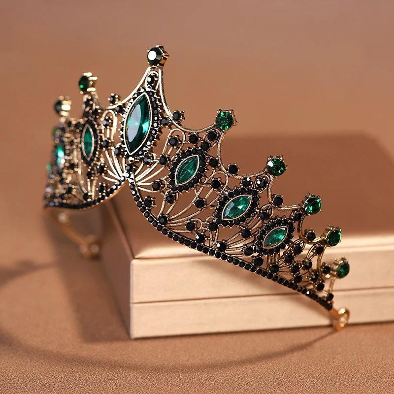 Itacazzo Bridal Headwear Black-colour Baroque Style Mysterious Ladies' Bridal Wedding Tiara