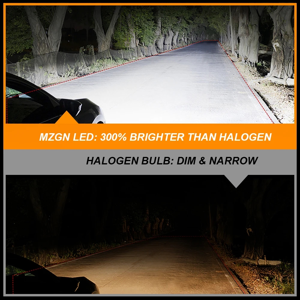 MZGN 2Pcs H4 Led 2025 Headlight Bulb 18000lm Super Bright Halogen Size for 9003 Car Headlamp 12 new Pcs CSP 7035 Led Chips 6000K White