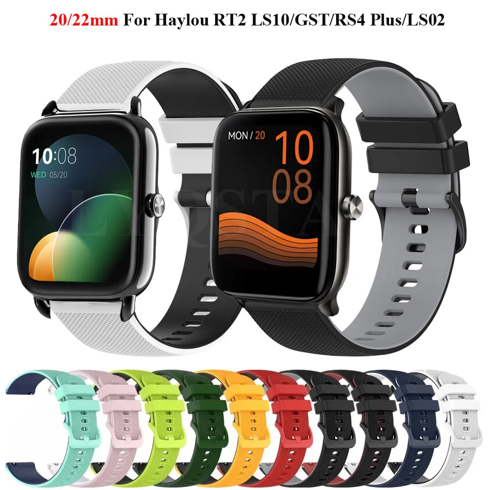 20/22mm 2025 Strap For Haylou RS4 LS12/Plus/LS02 Watch Band Bracelet For Haylou new RS3 LS04/RT LS05S/RT2 LS10/GST Silicone Band Correa