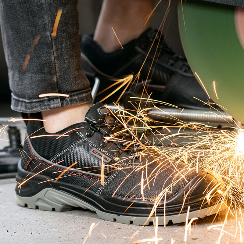 Leather Work Safety Shoes Man Women Anti-Smash Steel Toe Male Work Boots Indestructible Anti-slip Wear-resistant Safety Shoes