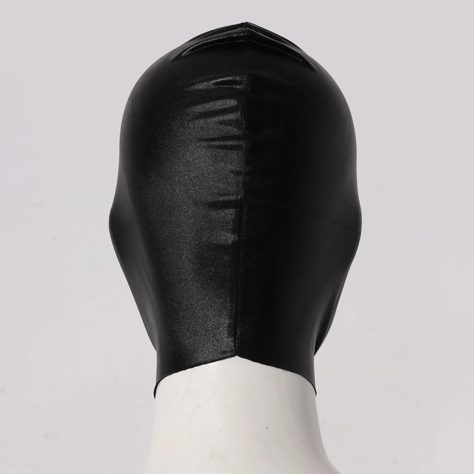 Unisex Women Mens Cosplay Face Mask Latex Shiny Open Eyes And Mouth Headgear Full Face Mask Hood Headgear for Nightclub Costume