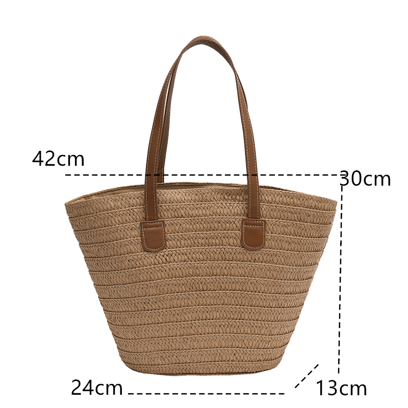 Weave Tote Bag Large Capacity Summer Beach Straw Handbag and Purse Female Bohemian Shoulder Bag for Women 2023 Ladies Travel Bag
