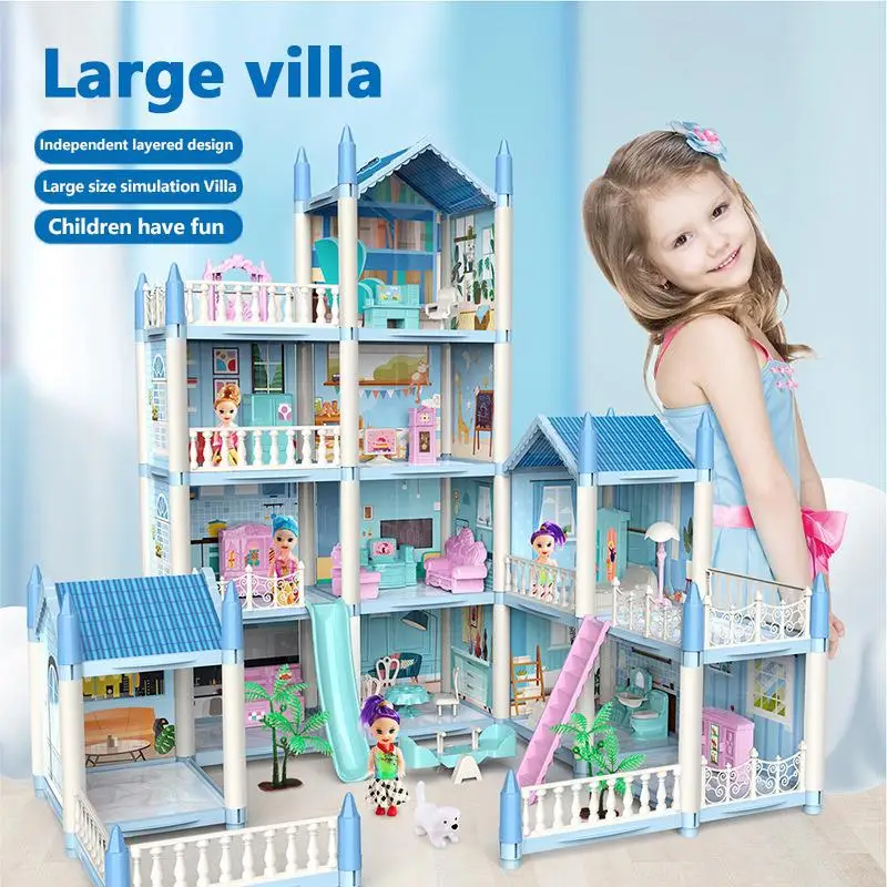 Big Light Dollhouse Diy House Kit For 2025 Children Bb House Building Doll Furniture Miniature Doll House Villas Xmas new Gifts Kids Toys