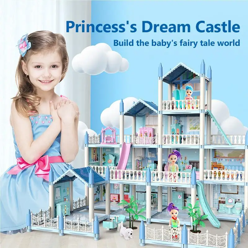 Big Light Dollhouse Diy House Kit For 2025 Children Bb House Building Doll Furniture Miniature Doll House Villas Xmas new Gifts Kids Toys