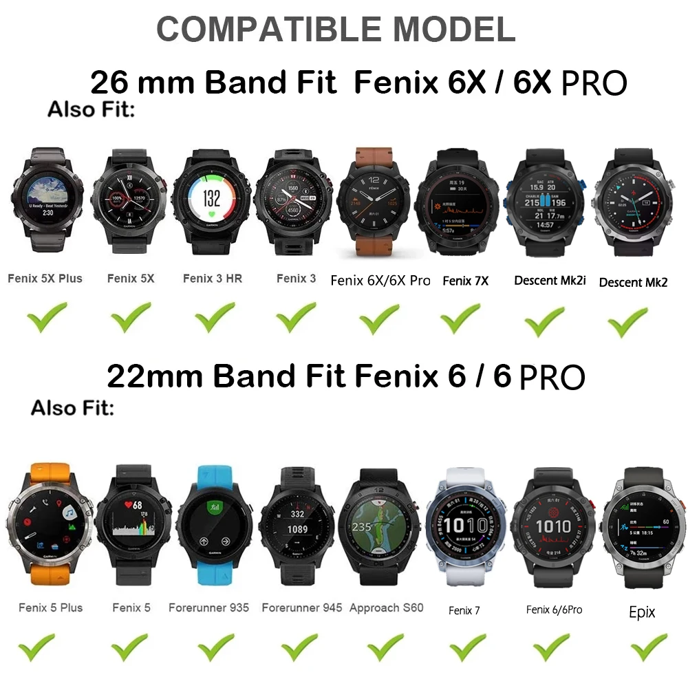 26/22mm Belt Strap For Garmin Instinct 2X Solar Watchband Silicone For Garmin Fenix 6X 6 Pro 5X 5 Plus 7X 7 3HR EasyFit Bracelet
