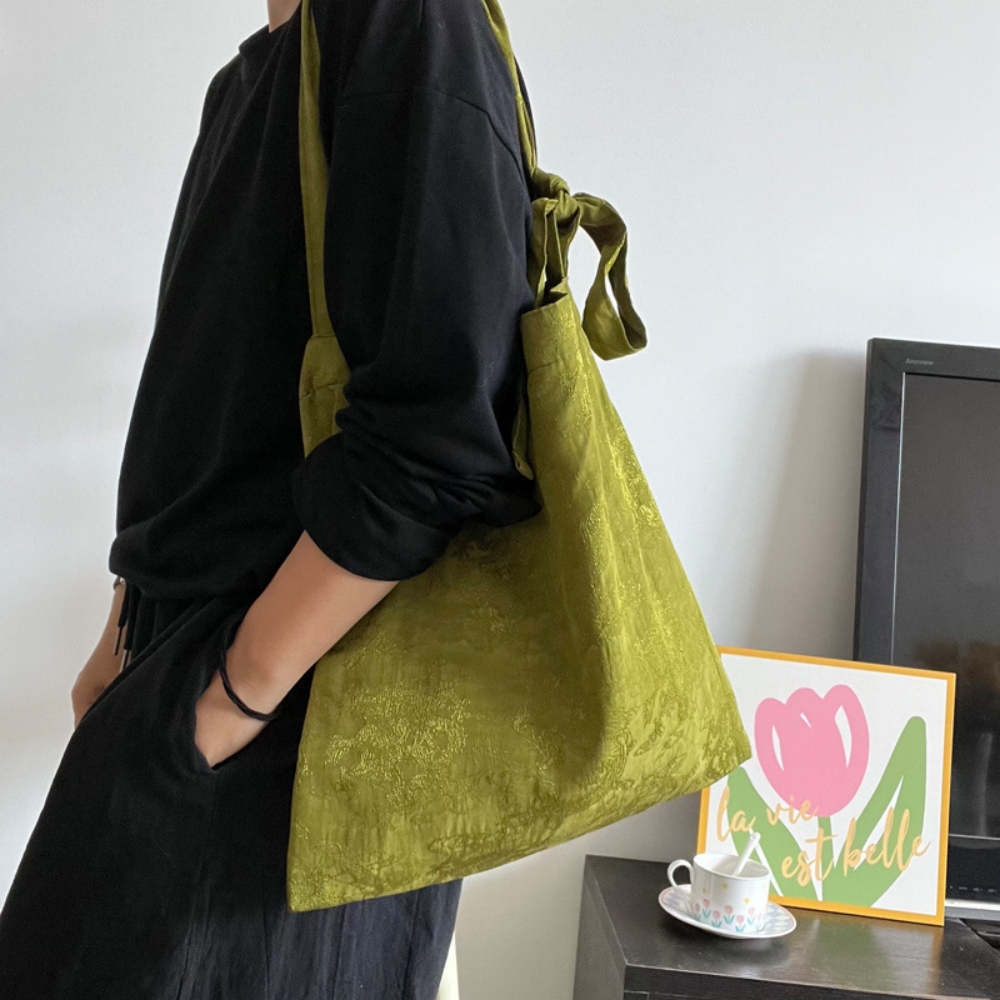 Women Handbag Totes Vintage 2025 Jacquard Silk new Sati Linen Underarm Bag Portable Knot Wrist Bag Adjustable Pu Crossbody Travel Bag