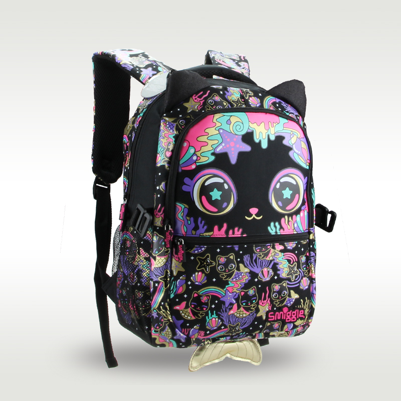 Australian original Smiggle children's hot-selling schoolbag female cute high-quality backpack black cat 16 inches
