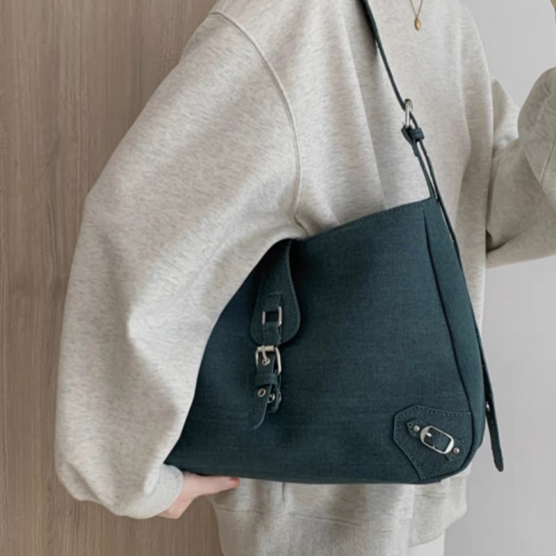 Designer women's bag large capacity handbag, Korean version bucket bag versatile denim canvas women's bag simple crossbody bag
