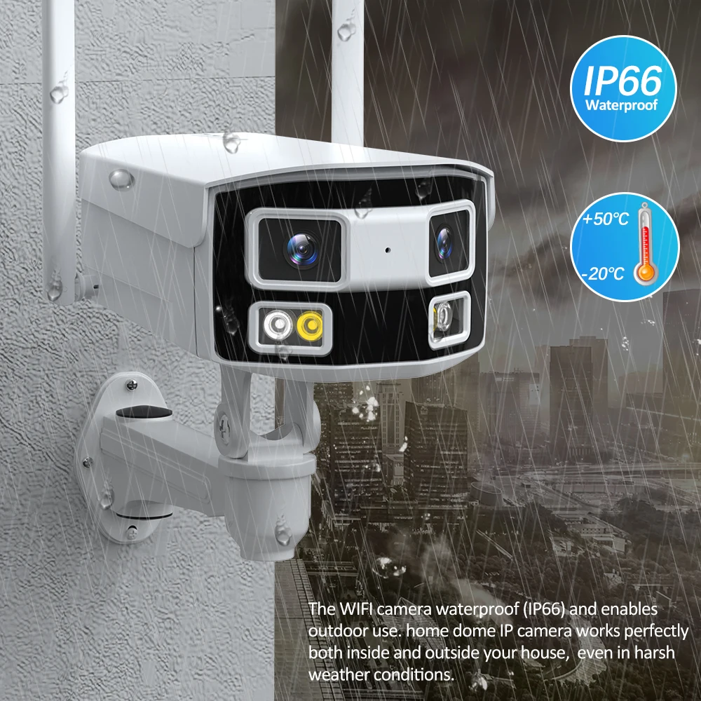 4K Dual Lens IP Camera Outdoor 180° View Angle Panoramic Security Camera 4MP HD Human Detect WIFI Camera POE Surveillance iCSee