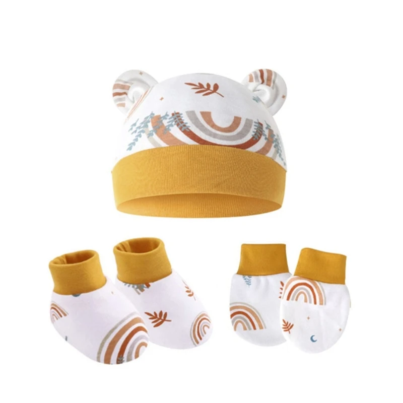 Baby Beanies Gloves Sock Set No Scratch Mitten Newborn Baby Cap Baby Mitten Anti Scratch Newborn Baby Mittens No Scratch