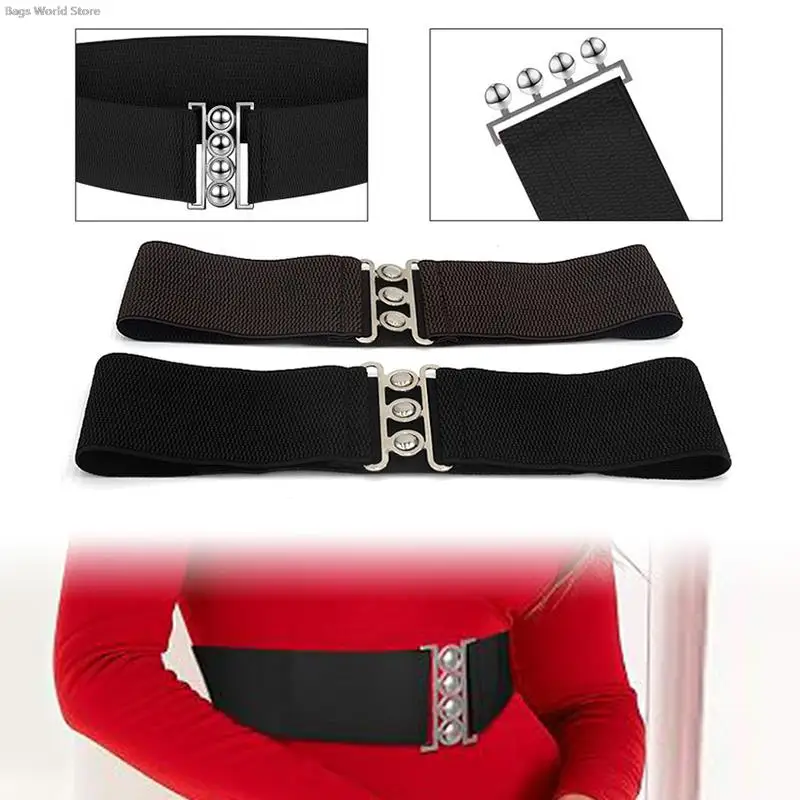1pc 5cm Wide Elastic Belt Stretchy Belt Wide Waist Vintage Stretch Cinch with Buckle Belts Waistband for Women