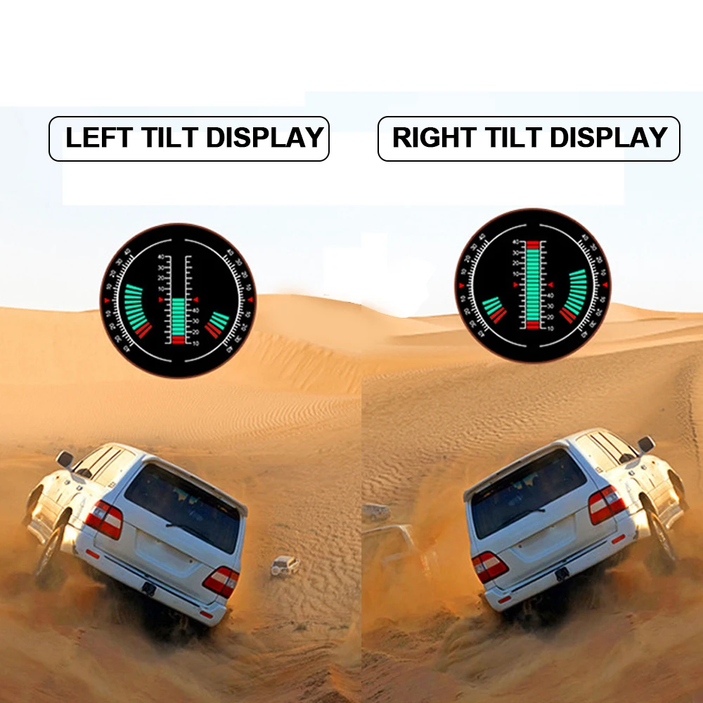 12V Car Inclinometer Slope Gauge HUD Head Up Display 5.2" Speedometer GPS Compass Clock Meter On Board Computer Auto Accessories