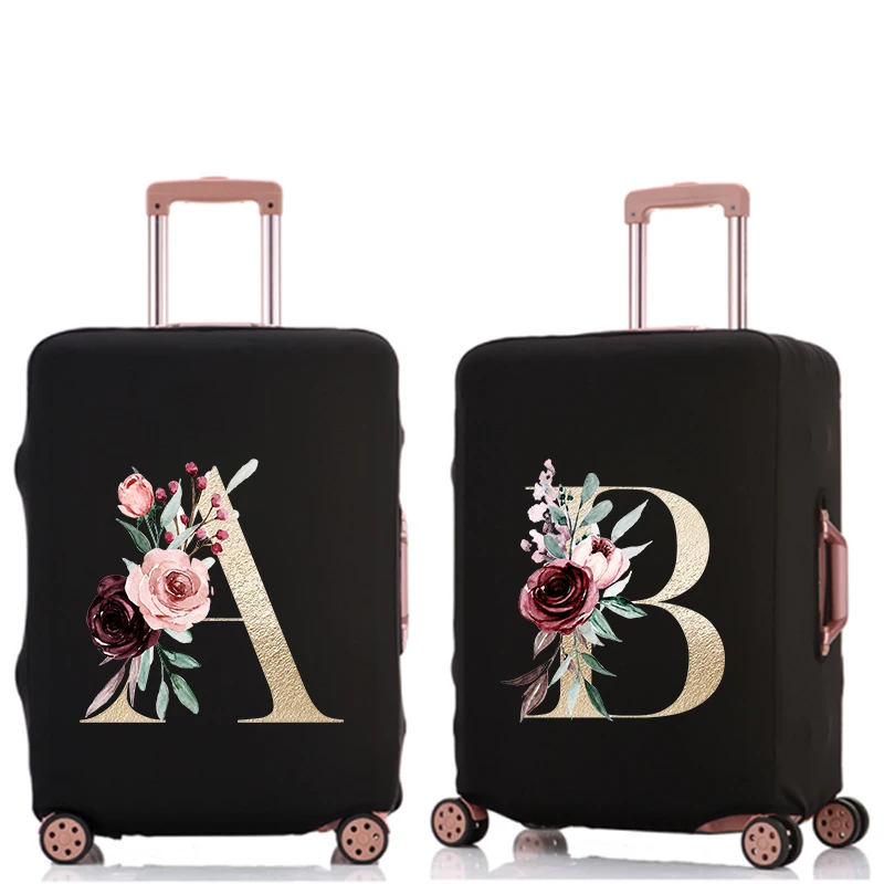Gold Letter Luggage Cover Thicker Elastic Suitcase Cover Protector Apply To 18''-32'' Suitcase Cover Travel Accessories Luggage