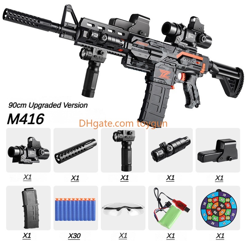 Electric M416 AK Soft Bullets Toy Gun Detachable Submachine Gun Continuous Firing Foam Darts Model Outdoor Cs Pubg Game Collection Birthday Gifts For 