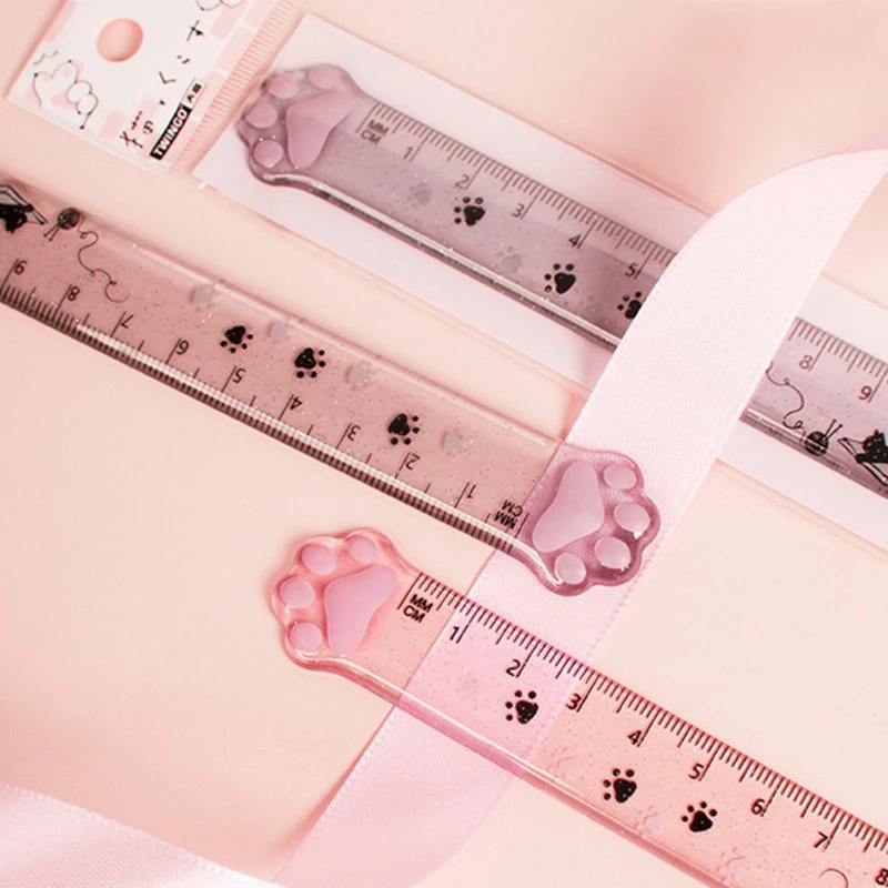 Cute Cat 2025 Paw Straight Rulers new Kawaii 15cm Measuring Ruler Students Drawing Tool Korean Stationery School Office Supplies