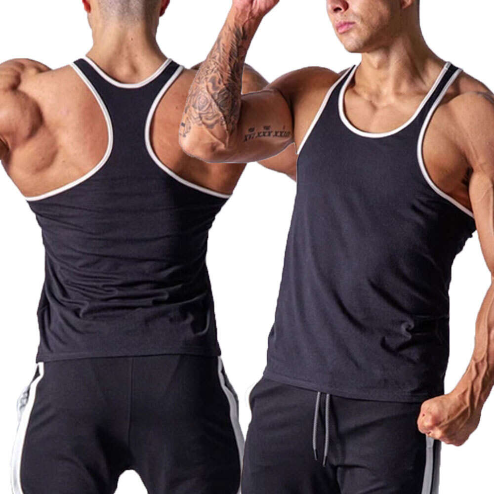 Men Tank Tops Summer Sleeveless T Shirt Casual Sports Fiess Basketball Vests Male Beach Vest Classic White Black Blue Tees M525 19