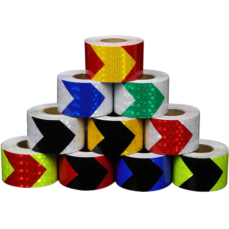 3M Reflective Material Adhesive Tape Fluorenscent Yellow Red Arrow Stickers Decal Motorbike Night Cycling Safety Reflector Tapes