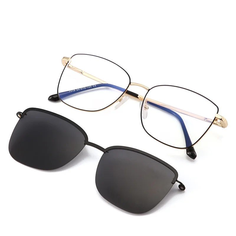 COHK 2025 2 In 1 Custom Polarized Optical Magnetic Sunglasses For Women Clip Magnet Clip On Sun Glasses Clip Metal new Eyeglasses Frame