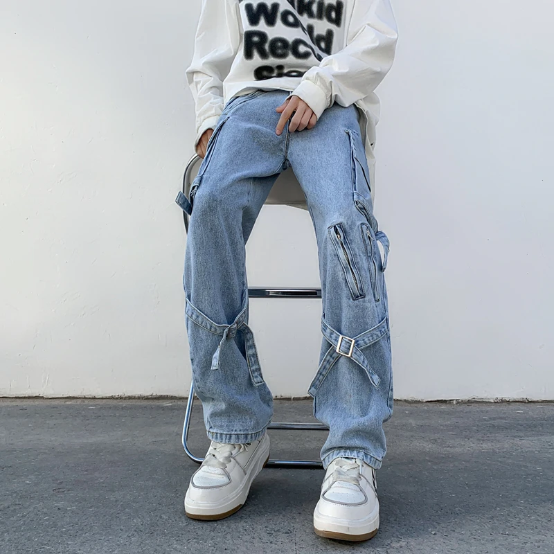 2024 New 2025 Men Jeans Wide Leg Denim Cargo jean pants Gothic new Straight Baggy hip hop Streetwear Skateboard Neutral denim Trousers