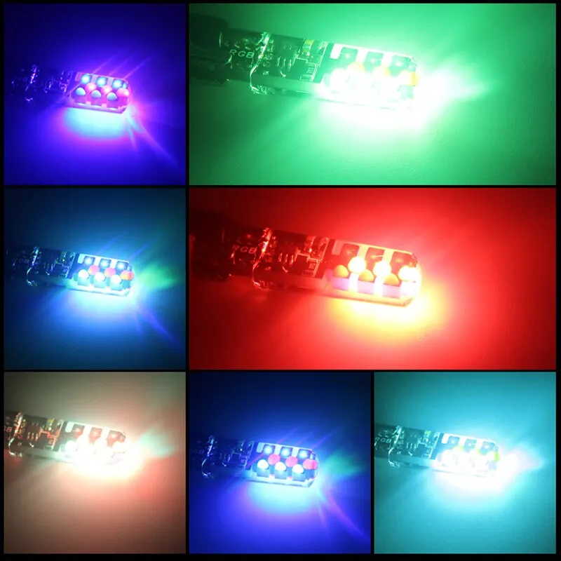 1set T10 W5w RGB LED Bulb Remote Control COB Lamp Car Interior new Lighting Reading 2025 Wedge Dome Trunk License Plate Light 12V