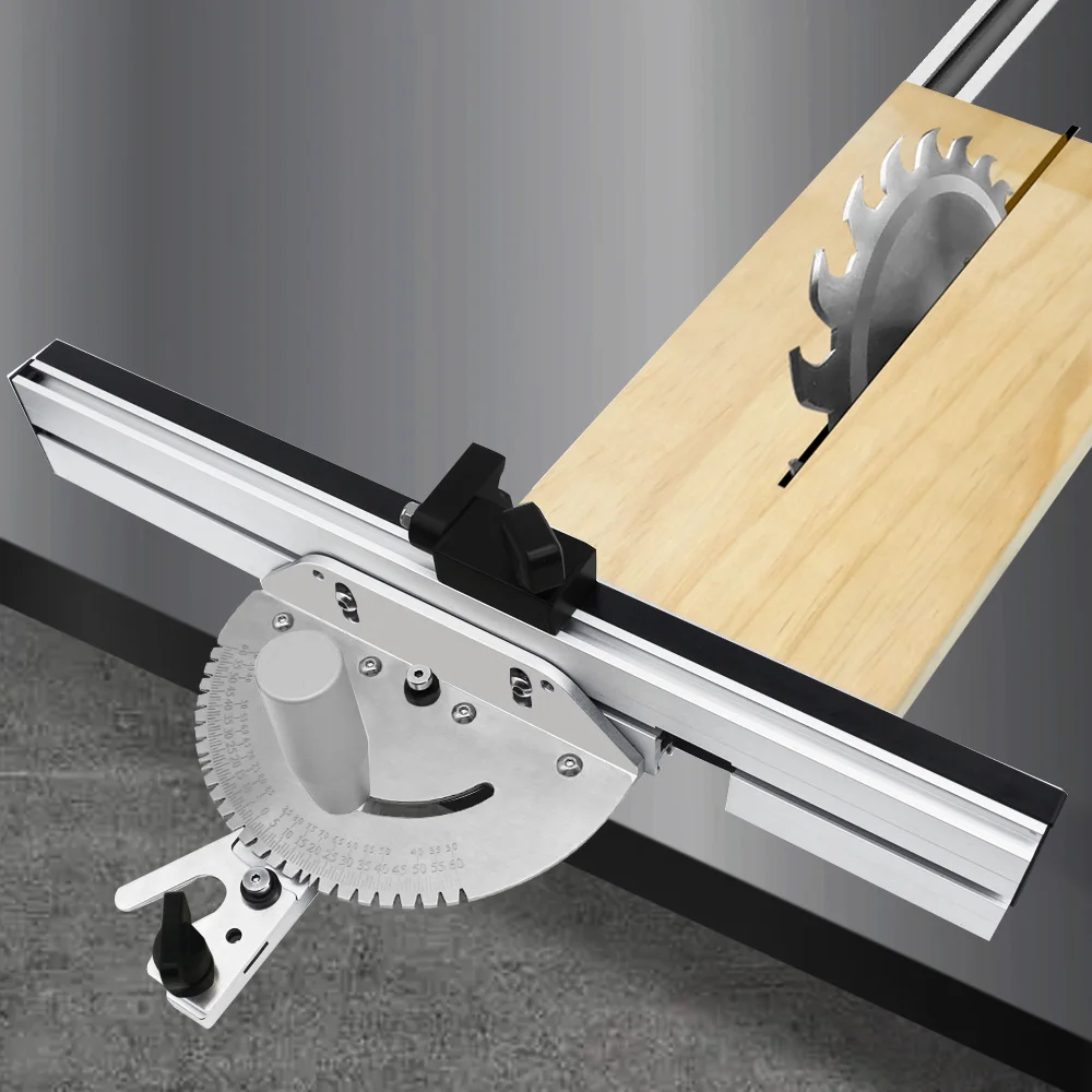 450mm Miter Gauge with track Stop Table Saw/Router Miter Gauge Sawing Assembly Ruler for Table Saw Router Woodworking Tools DIY