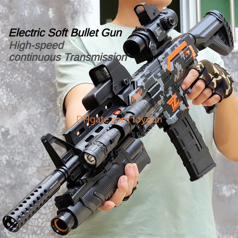 Electric M416 AK Soft Bullets Toy Gun Detachable Submachine Gun Continuous Firing Foam Darts Model Outdoor Cs Pubg Game Collection Birthday Gifts For 