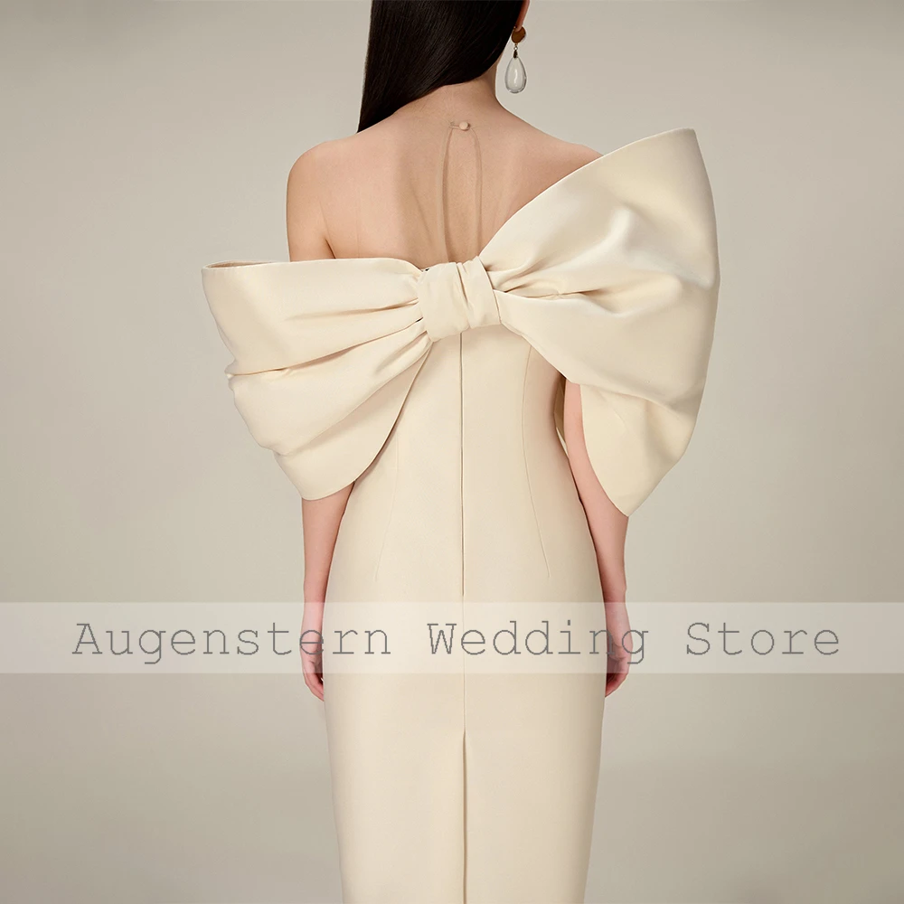 Elegant Cocktial Gowns for Women 2023 Off the Shoulder Tea Length Cocktail Dresses Midi Champagne Sheath Simple Party Dress