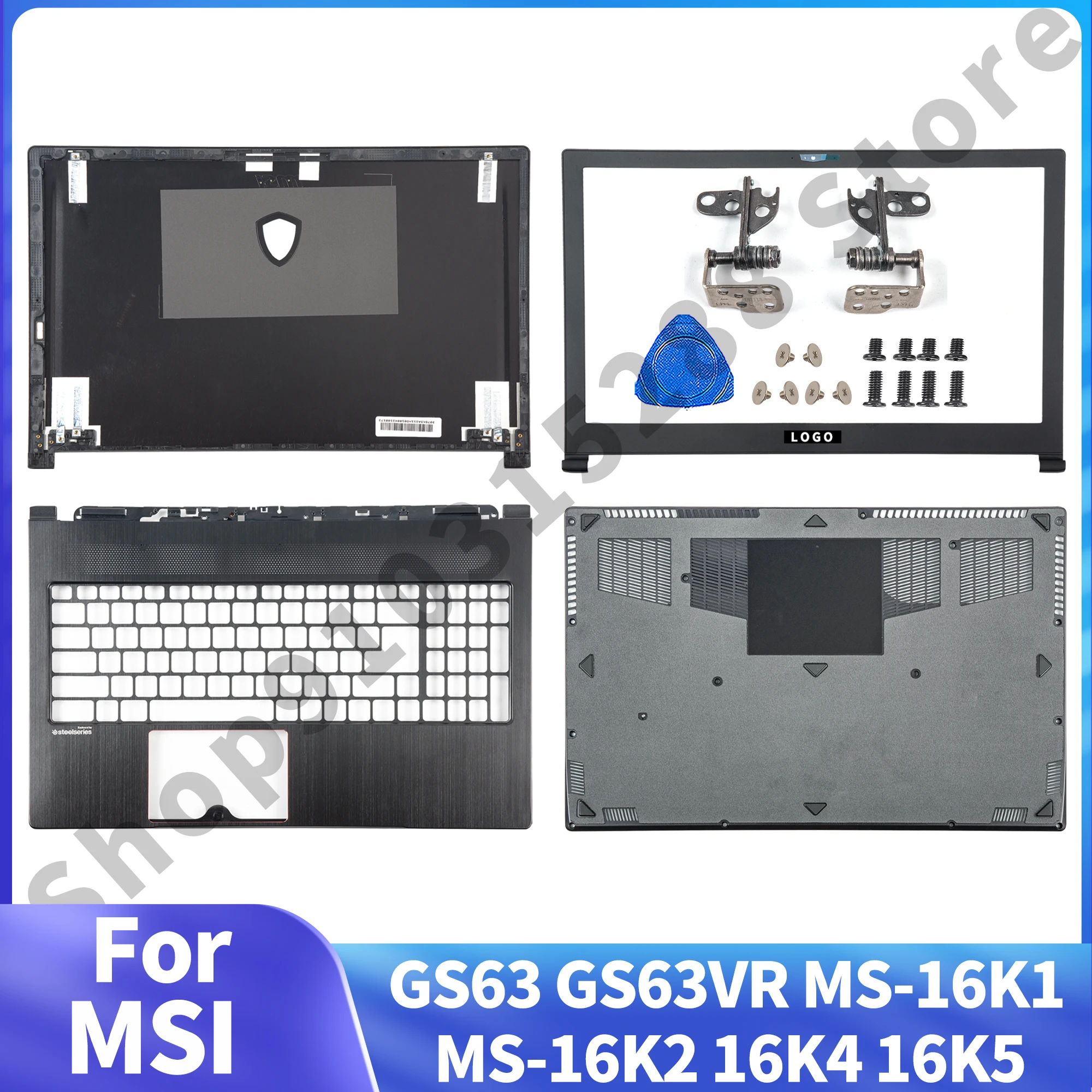 New Top Cases For MSI GS63 GS63VR MS-16K1 MS-16K2 16K4 16K5 LCD Back Cover Front Bezel Palmrest Bottom Case Hinges Laptop Parts