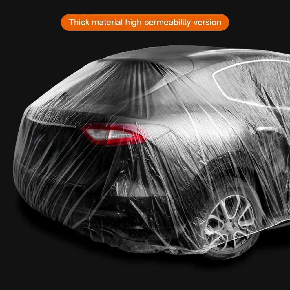Universal Car Dust Cover Disposable Transparent Car Cover Dust-Proof Full Cover for Sedan SUV Van for Jeep Vehicle Automobile
