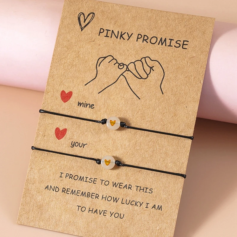 2PCS Love 2025 Lucky Bead Bracelets Friendship Couple Matching Bracelet Luminous new Heart Elastic Rope Valentine's Day Gift