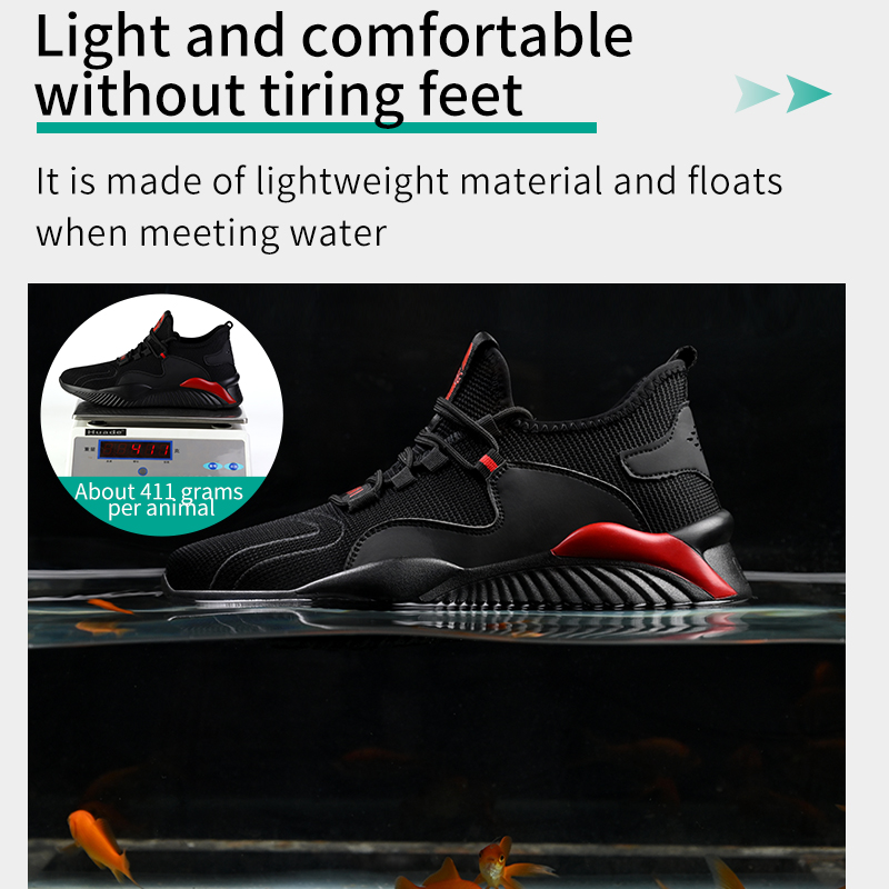 Men Lightweight Safety Anti-Smash Anti-Puncture Indestructible Steel New Toe Cap Quality Protective Shoes Work Sneakers 169D