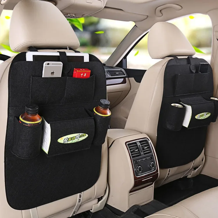 Car Backseat Organizer with Tissue Box Tablet Holder Auto Back Seat Storage Cover Protector for Travel Road Trip Kids Toddlers