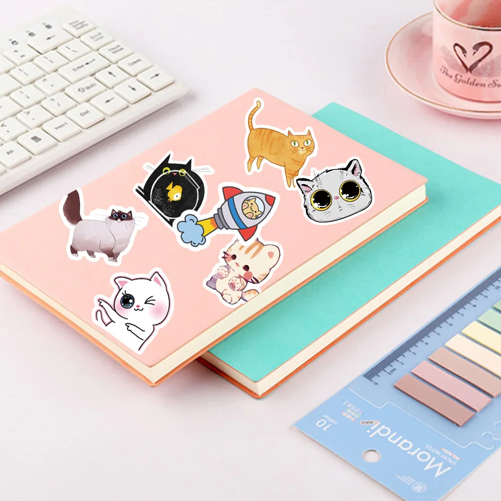 50pcs Lovely Cat Stickers Laptop Phone Case Water Bottle Guitar Fridge Cute Animal Vinyl new 2025 Decal for Kids Gift Waterproof