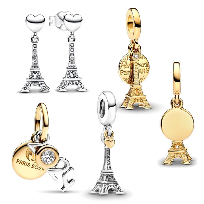 New 2024 Silver Iron ToFlower Pendant Double Carved Pendant Suitable For Classic Snake Chain Bracelet DIY Women's Jewelry Fashion Accessories Fre